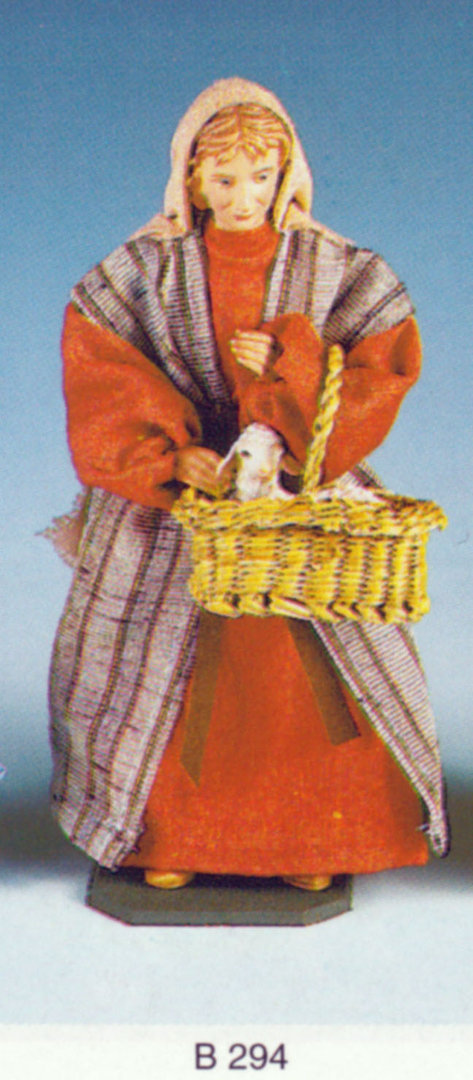 Junge Frau mit Lamm im Korb