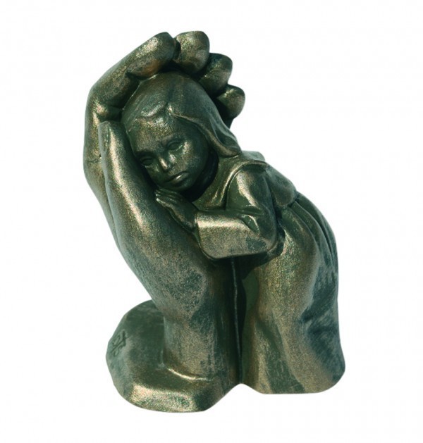 Figur "Bleib Sein Kind" 10 cm bronzefarben