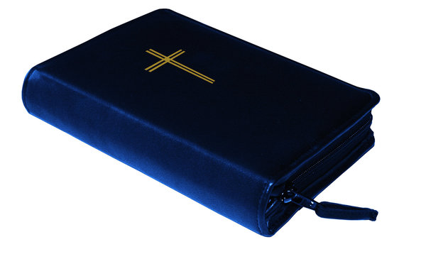 Gotteslob Buchhhülle Leder blau mit Goldkreuz