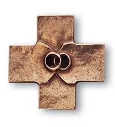 Bronze Cross with Wedding Rings