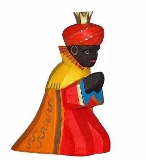König Caspar (schwarz), orientalisch, kniend