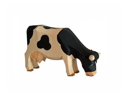 Kuh, fressend, schwarz gefleckt 6,5 cm