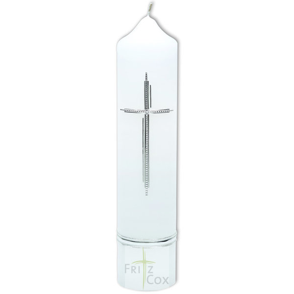 Kerze "Crucis" mit silbernem Kreuz 26,5 cm