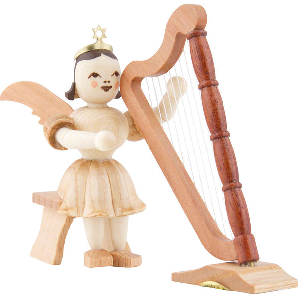 Blank-Engel sitzend mit Harfe