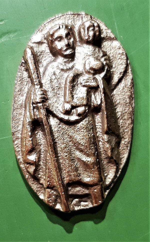 Christophorus-Plakette aus Bronze